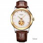 2018 Classic Ultra-thin Men's Watch with 2 Dials Mechanical Waterproof Wristwatch Leather Band