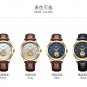 2018 Classic Ultra-thin Men's Watch with 2 Dials Mechanical Waterproof Wristwatch Leather Band