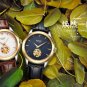 2018 Classic Ultra-thin Men's Watch with 2 Dials Mechanical Waterproof Wristwatch Leather Band