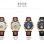 2018 Classic Ultra-thin Men's Watch with 2 Dials Mechanical Waterproof Wristwatch Leather Band