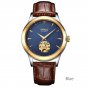 2018 Classic Ultra-thin Men's Watch with 2 Dials Mechanical Waterproof Wristwatch Leather Band