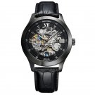 Fashion Men's Leather Band Watch Double-sided Hollowing Mechanical Waterproof Watch