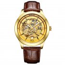 Fashion Men's Leather Band Watch Double-sided Hollowing Mechanical Waterproof Watch