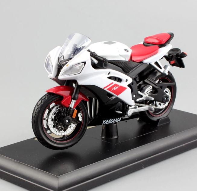 YAMAHA YZF-R6 WhiteRed 1:18 Die Cast Metal Motorcycle Model Miniature