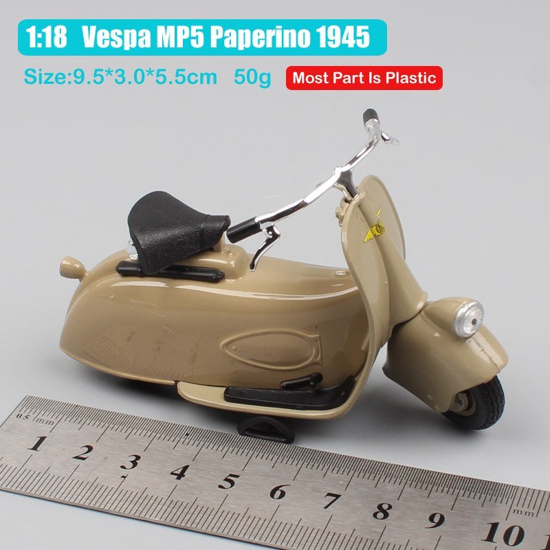 Vespa MP5 Paperino 1945 Brown 1:18 Die Cast Metal Motorcycle Model Miniature