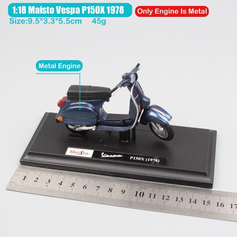 Maisto Vespa P150X 1978 1:18 Die Cast Metal Motorcycle Model Miniature