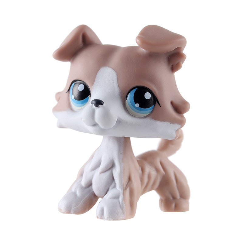 Dog Brown White with Strip Blue Eye Little Pet Shop 1:60 LPS Cute Collection