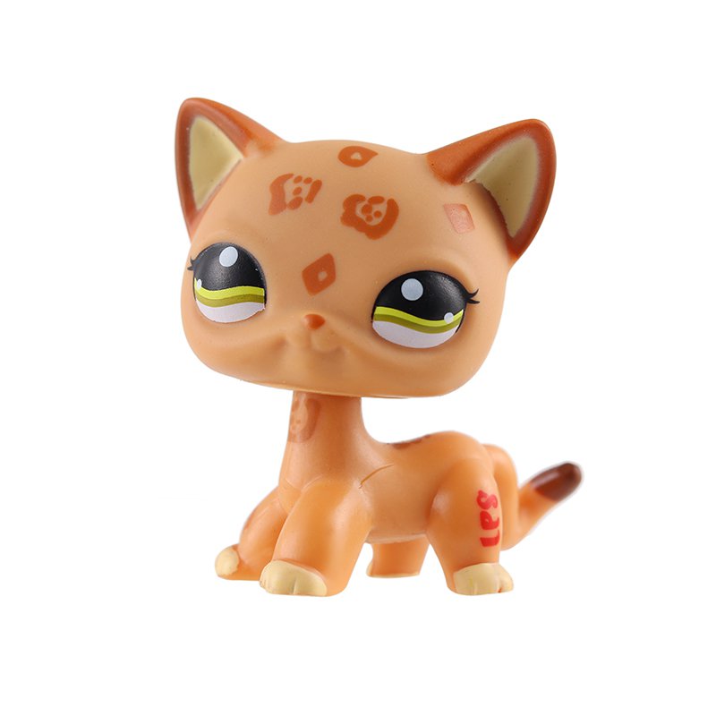 Cat Orange Semi Brown with Strip Faded Green Eye Little Pet Shop 1:60 LPS Cute Collection