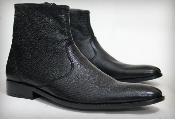 Handmade Ankle High Leather Boot Men Boots Tire Sole Casual Denim Leather Boots