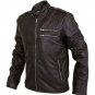 Men Black Genuine Leather Jacket with Double zippers on chest