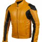 New Handmade Men Yellow Biker Motorcycle Leather Jacket with Perforations