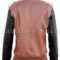 New Handmade Men's Brown Genuine Leather Jacket with Black Sleeves