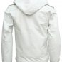 Magnificent White Men's Hooded Leather Jacket, men new style jacket