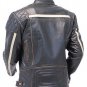 Men Black Military White Stripes Motorcycle Biker Real Genuine Leather Jacket