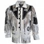 Men Bluish Suede White Western Cowboy Leather Jacket Fringe Bones