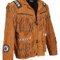 New Handmade Men's Western Style Suede Leather Jacket Handmade Cowboy Fringe Suede Leather