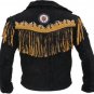 NEW Homemade Men black Cow Leather Western Cowboy Jacket With Fringe, Mens fringe jackets
