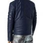 NEW HANDMADE Men Navy Blue Motorbike Leather Jacket, Classic Trendy Scooter Ride