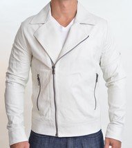NEW HANDMADE  White leather jacket , men leather jackets, Biker leather jacket mens