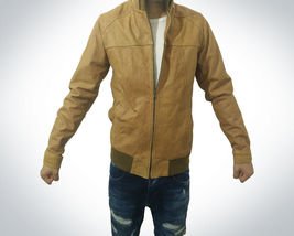 NEW HANDMADE  Men New Brown Leather Slim Fit Jacket Hand Made Bikers