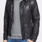 NEW HANDMADE MENS BLACK JACKET MEN MOTORCYCLE BIKER RACING LEATHER JACKET