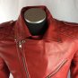 NEW HANDMADE MENS GENUINE LAMBSKIN LEATHER BIKER JACKET MOTORCYCLE STYLE RED