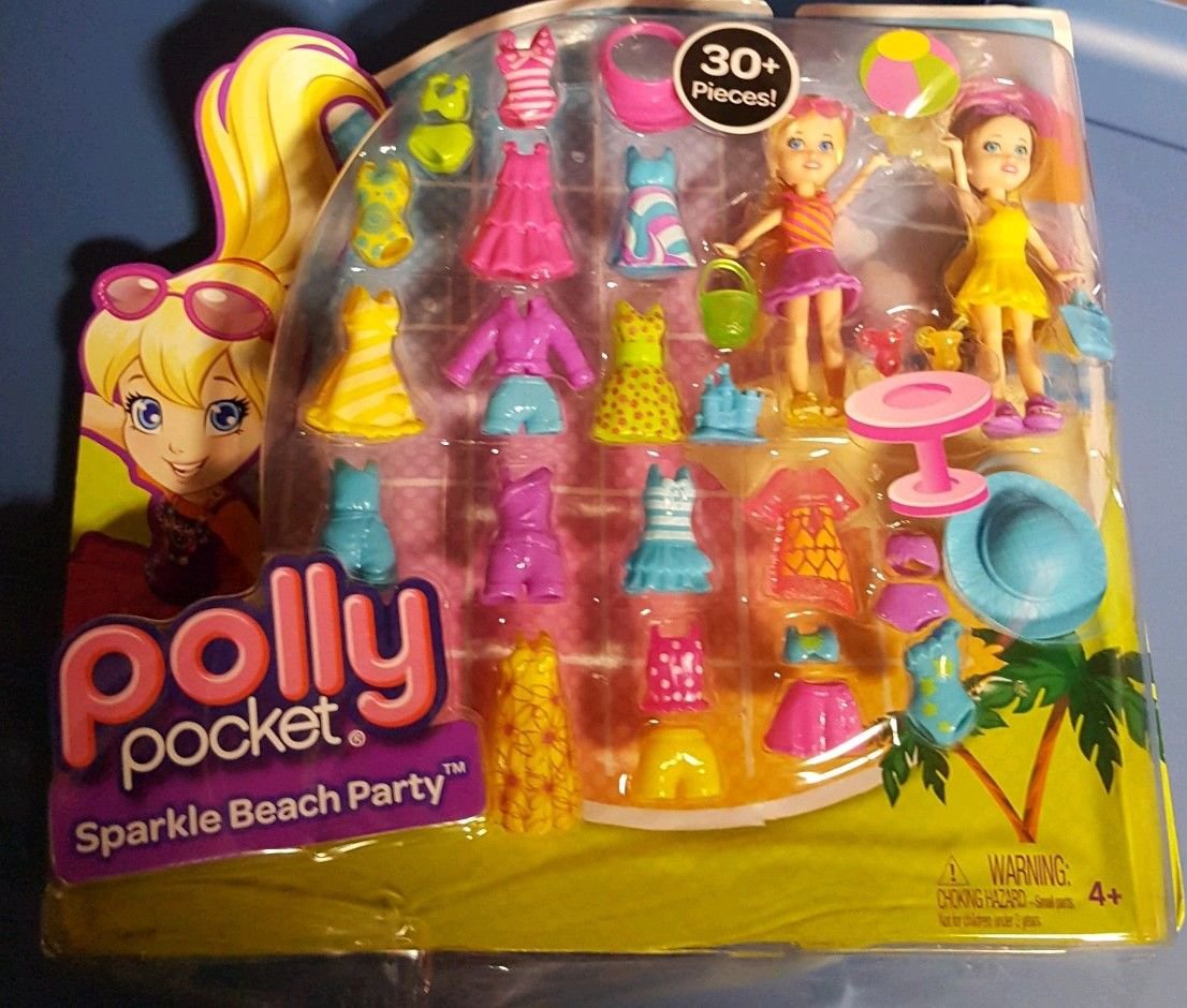 Polly Pocket Sparkle Beach Party Fashion Pack 30+ Pieces