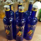 Cobalt Blue Skyy Vodka mango Liquor Glass Empty Bottle Crafts arts lot of 6