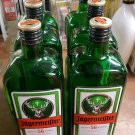 Lot of 6 Empty  1.75 Liter Jagermeister Bottles With Caps, Green Glass