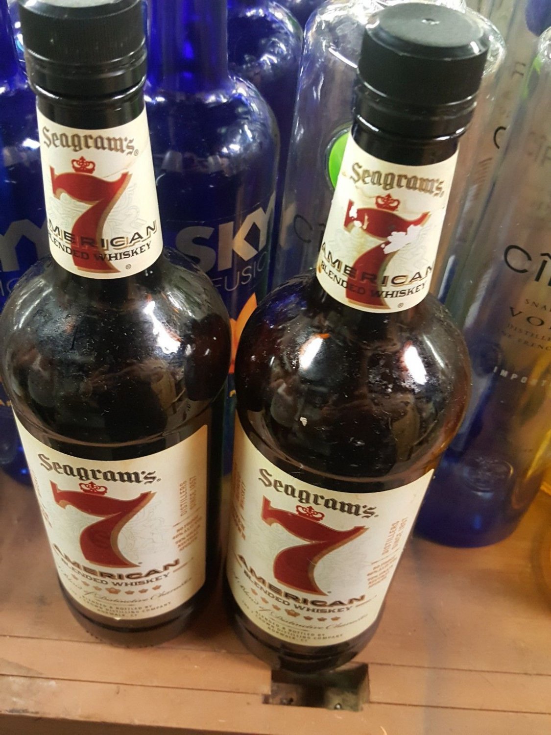 &Acirc;&nbsp;Liquor Bottle Empty Seagram's 7 seagrams  craft crafts liter arts brown glass