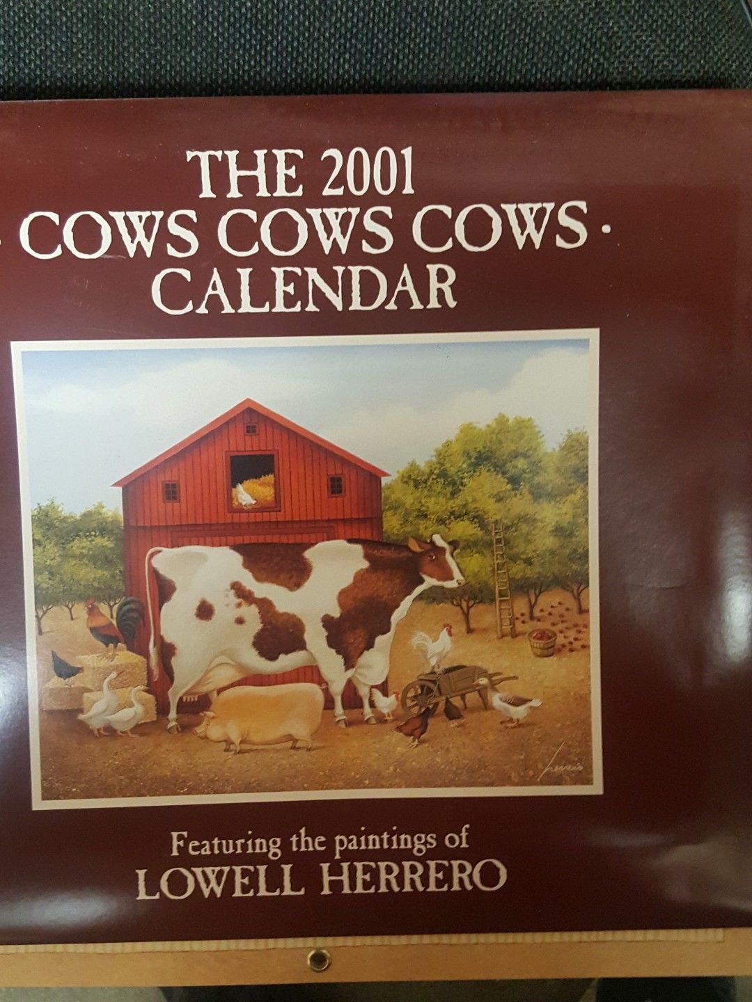 LANG LOWELL HERRERO ARTWORK 2001 COWS COWS COWS FULL SIZE CALENDAR Excellent