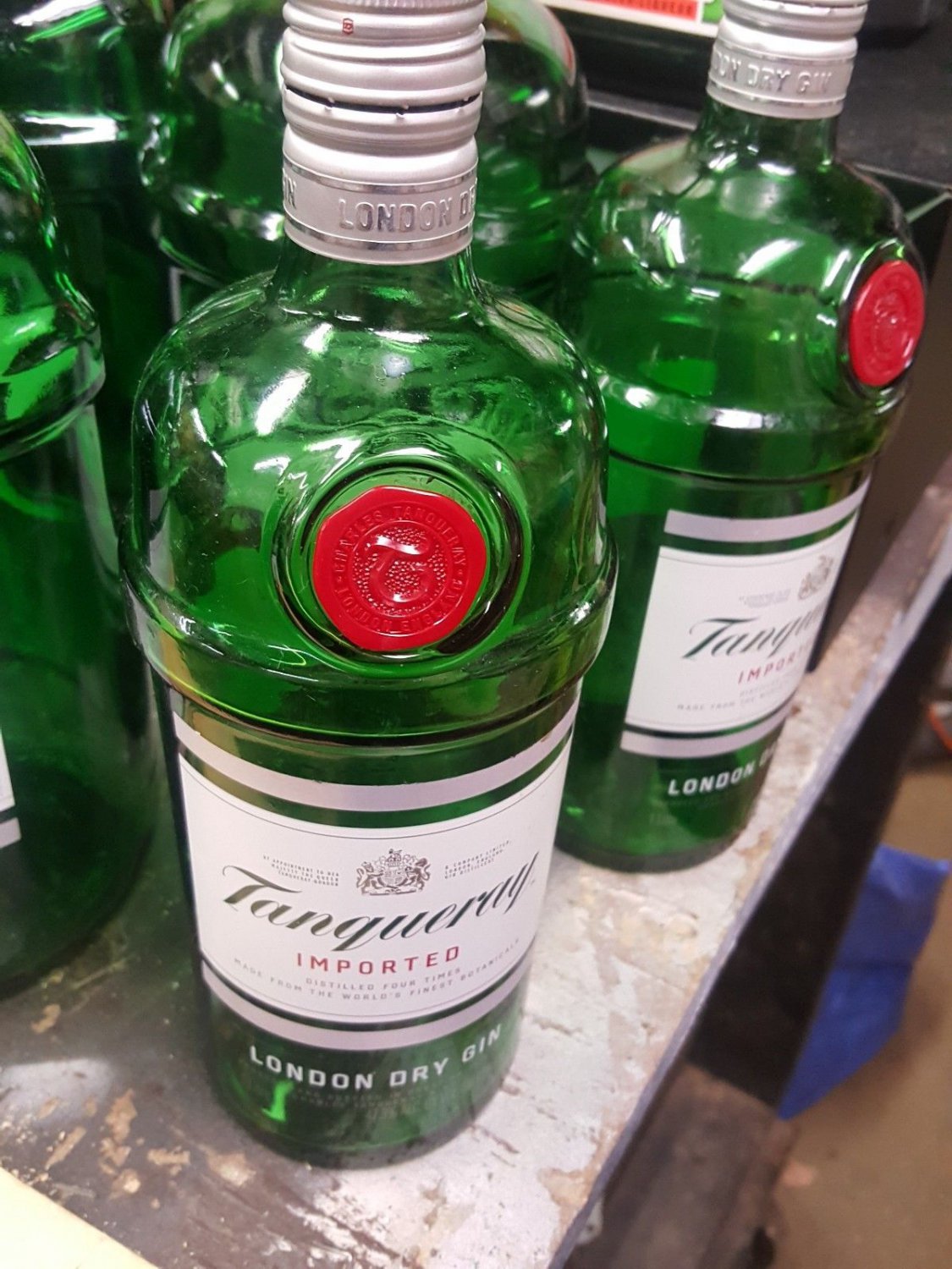 &Acirc;&nbsp;1.75 Liter Tanqueray Gin Bottles, Green Glass with Caps crafts craft&Acirc;&nbsp;arts