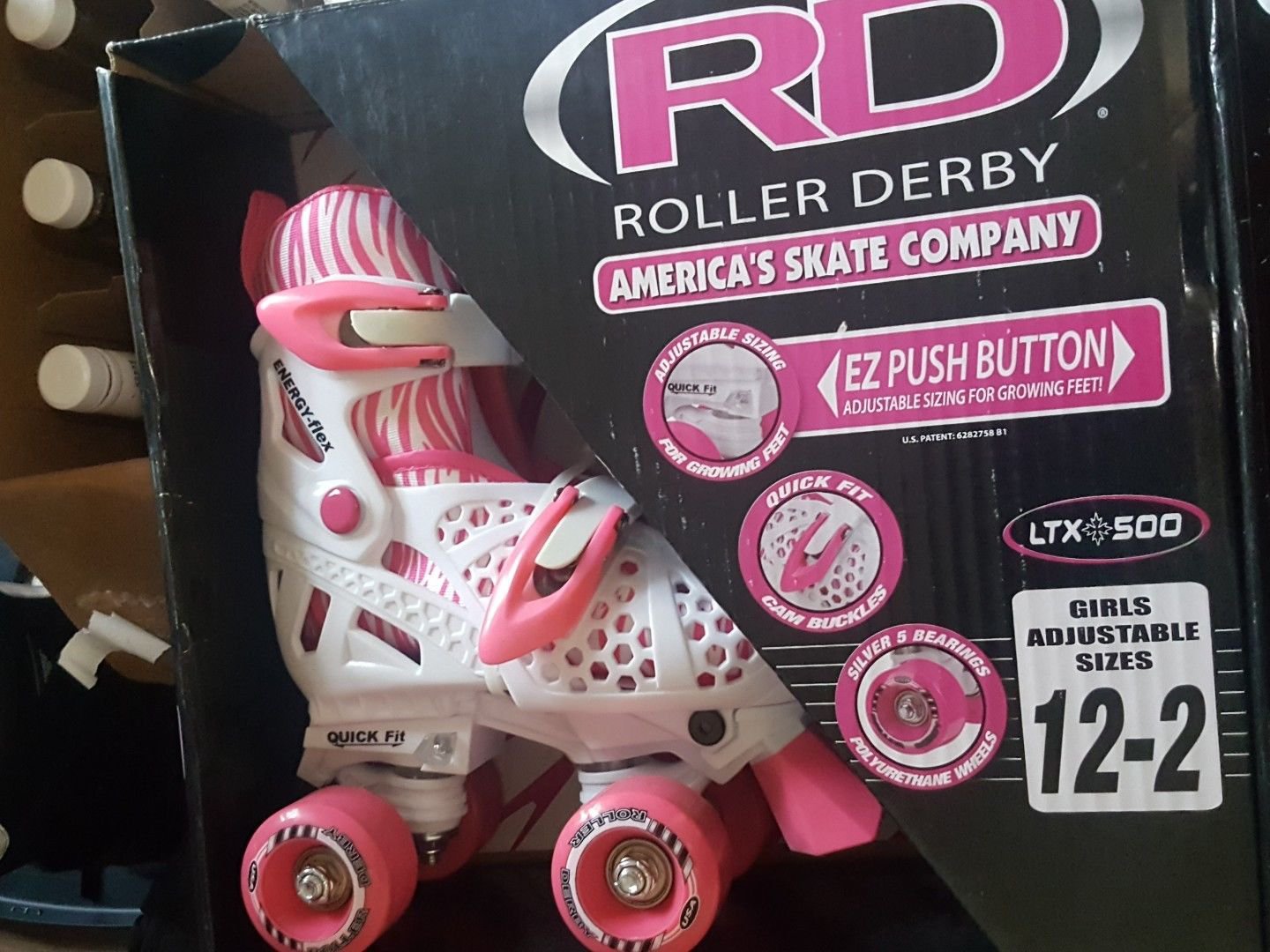 Roller Derby Girls Trac Star Adjustable Roller Skate, Medium Size 12-2