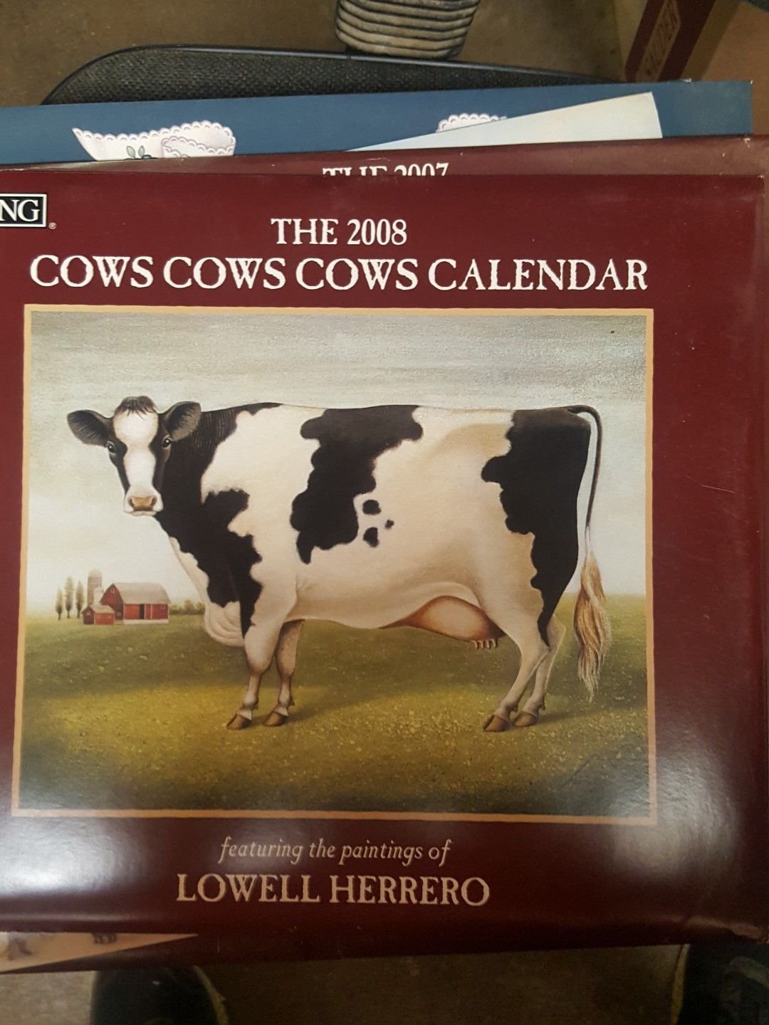 LANG LOWELL HERRERO ARTWORK 2008 COWS COWS COWS FULL SIZE CALENDAR Excellent