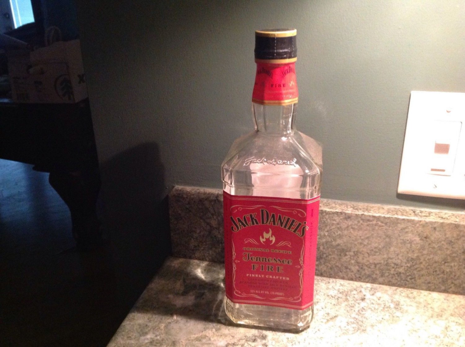 Empty liter Glass  Jack Daniels Fire Bottle  Whiskey arts crafts craft