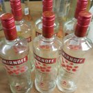 Empty Smirnoff rasberry Vodka 1 Liter bottle arts crafts clear glass lot of 6
