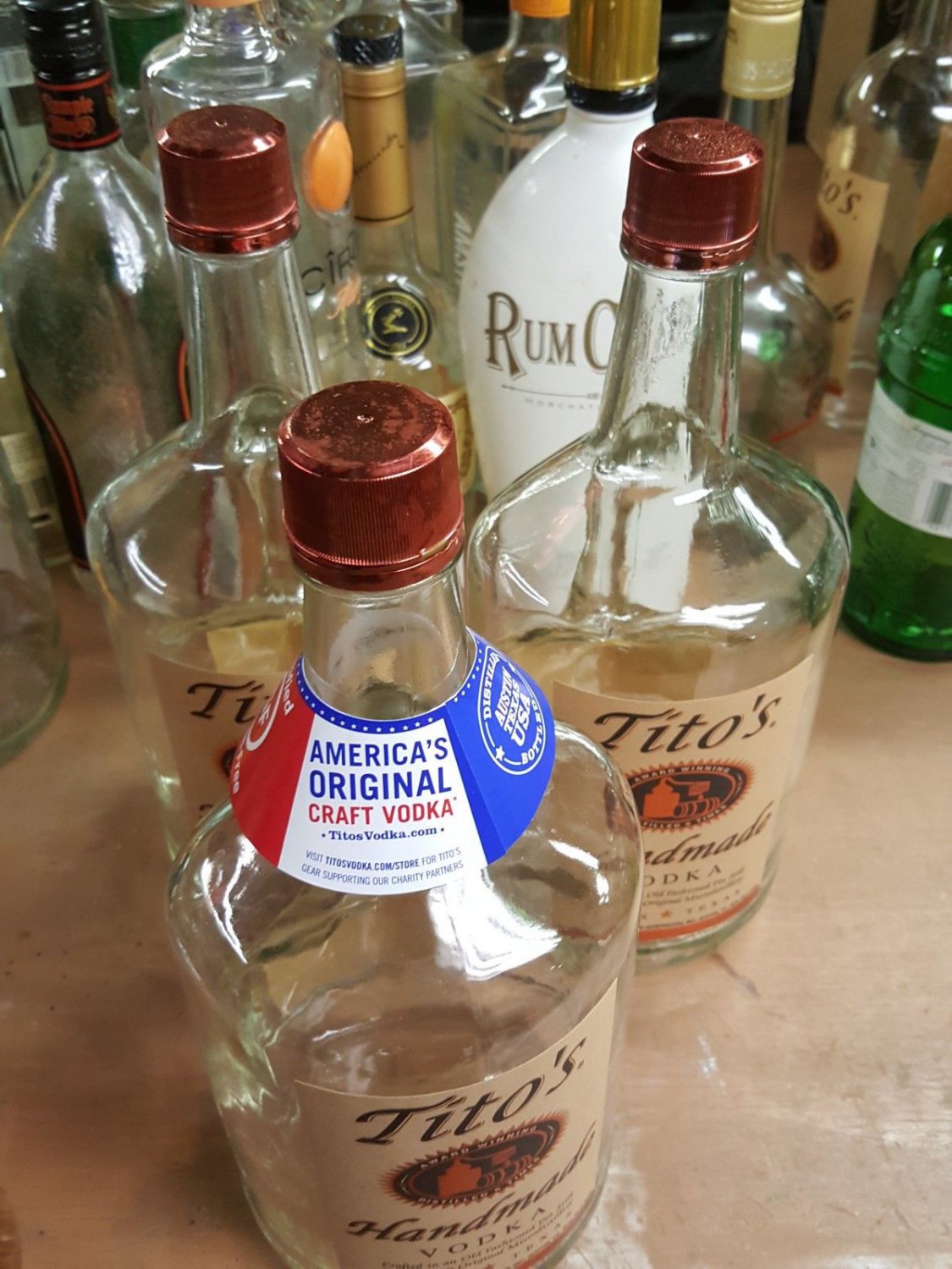 Empty TITOS Vodka 1.75 liter Bottle arts crafts  lot of 3