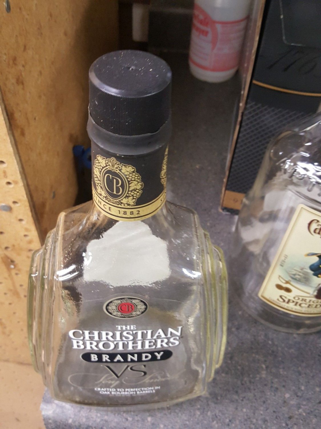 &Acirc;&nbsp;CHRISTIAN BROTHERS Brandy empty bottle craft crafts glass 1.75&Acirc;&nbsp; liter arts