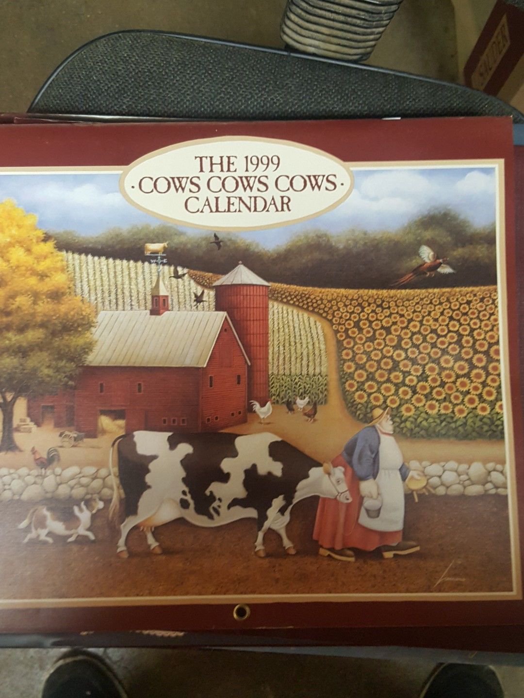 LANG LOWELL HERRERO ARTWORK 1999 COWS COWS COWS FULL SIZE CALENDAR Excellent