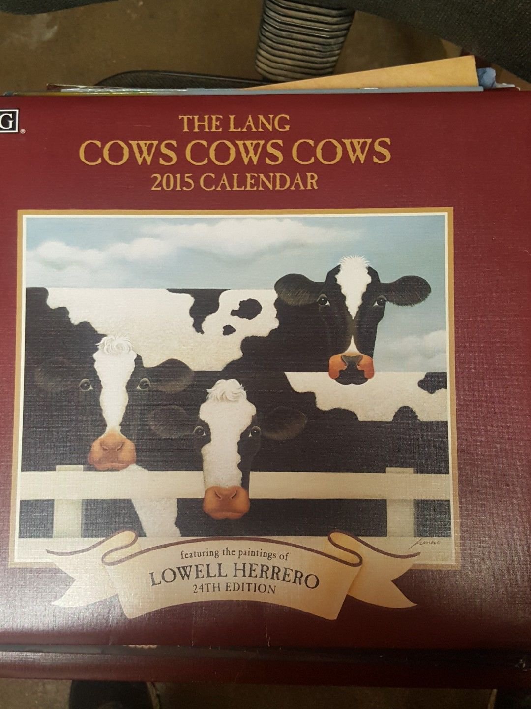LANG LOWELL HERRERO ARTWORK 2015 cows cows cows FULL SIZE CALENDAR Excellent