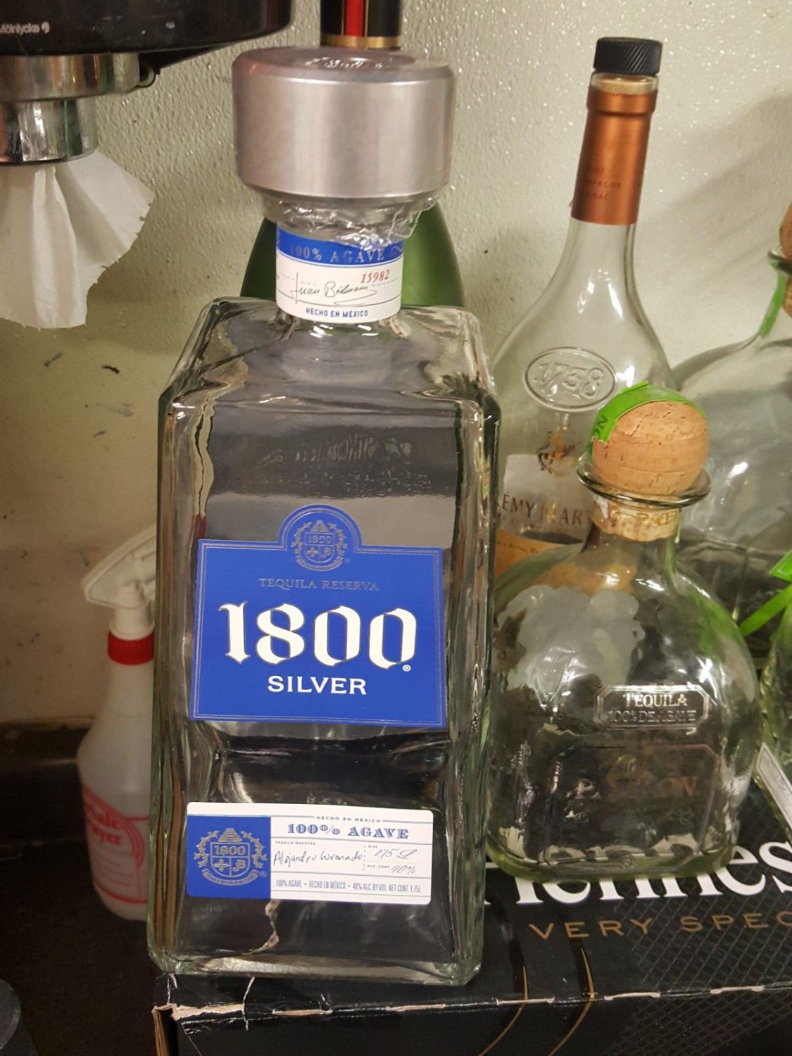 1800&Acirc;&nbsp; Tequila Bottle Empty 1.75 liter craft crafts glass arts
