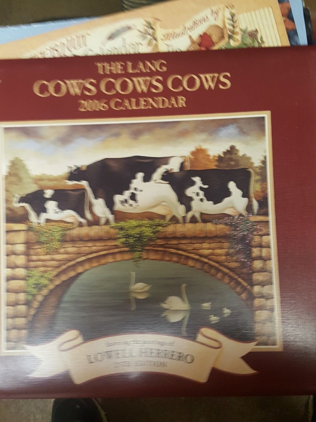 LANG LOWELL HERRERO ARTWORK 2016 COWS COWS COWS FULL SIZE CALENDAR Excellent