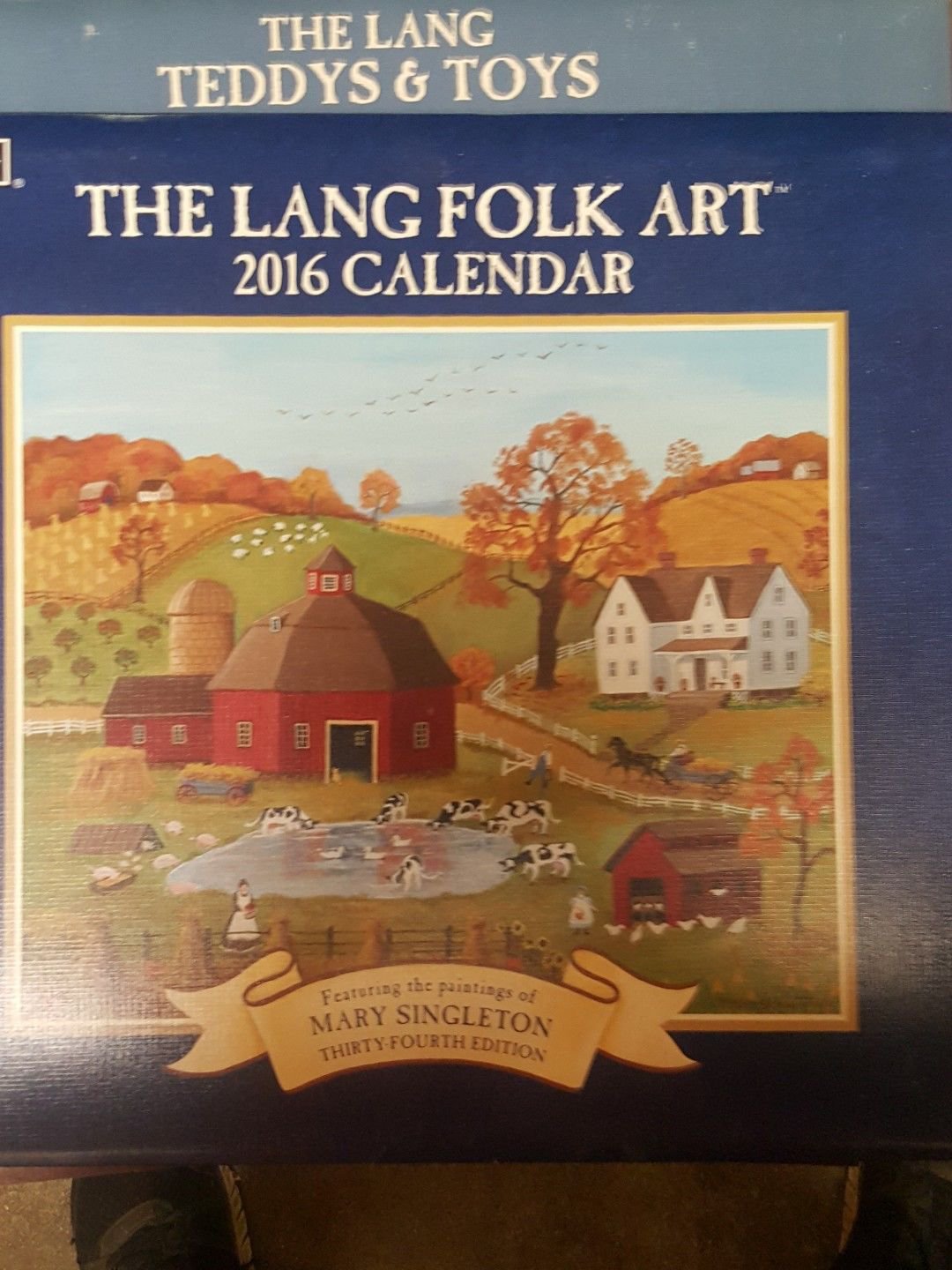 VINTAGE   2016 LARGE WALL FOLK ART CALENDAR By LANG