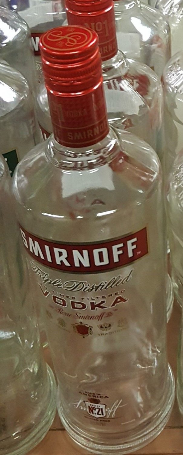 Smirnoff Vodka 1 Liter Empty Bottles&Acirc;&nbsp; Glass 4 Crafts Cut Pitcher led