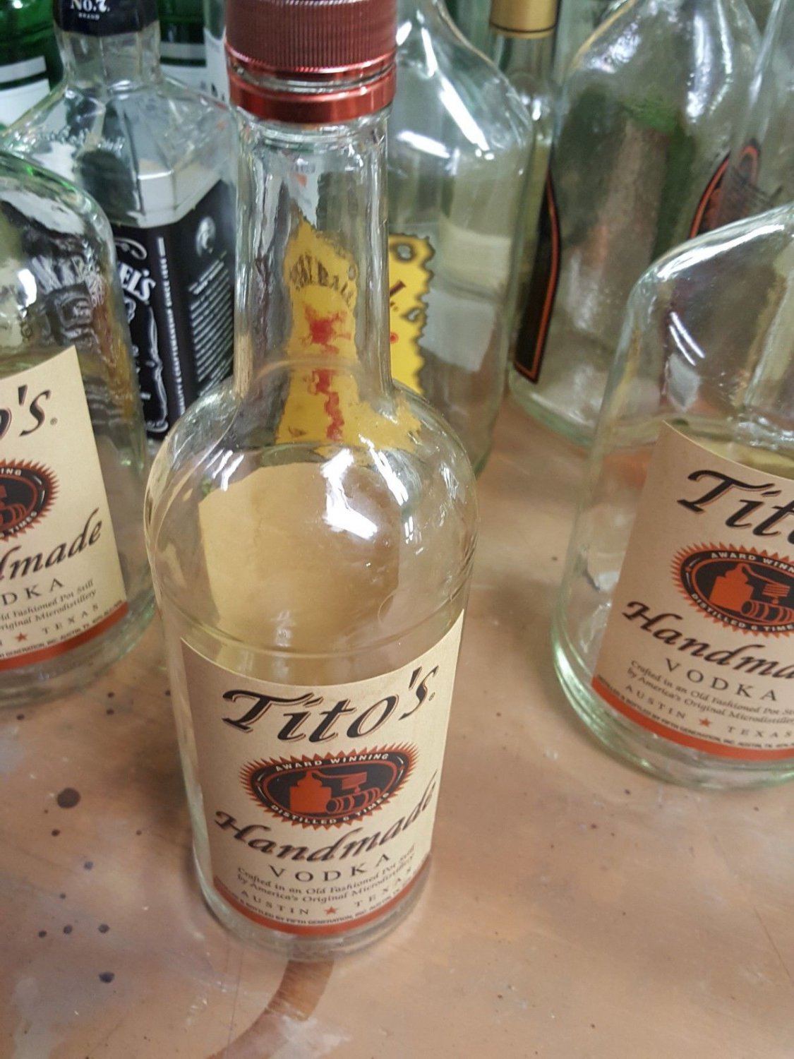 Empty TITOS Vodka liter Bottle arts crafts