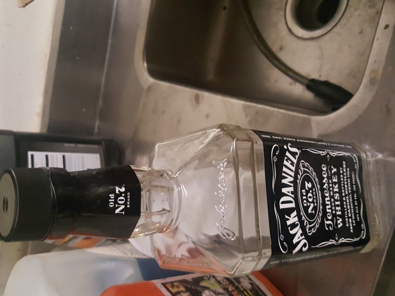 Empty 1.75L Glass Black Label Jack Daniels Bottles- Tennessee Whiskey
