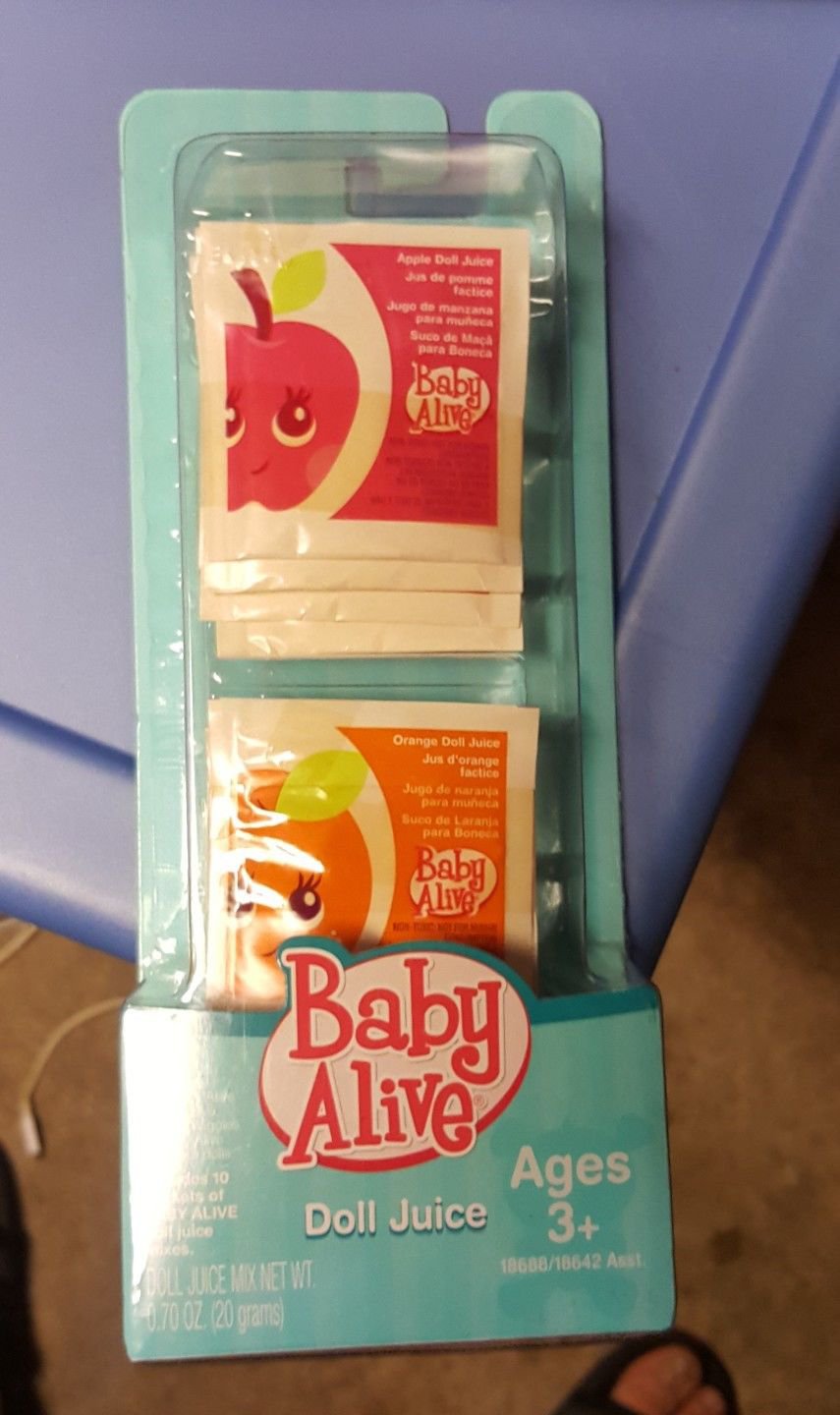 Baby Alive Doll Juice Mixes Apple Orange 10 Packets Unopened Hasbro 2008