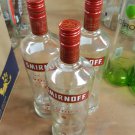 Empty Smirnoff  Vodka 1 Liter bottle arts crafts clear glass lot of 3