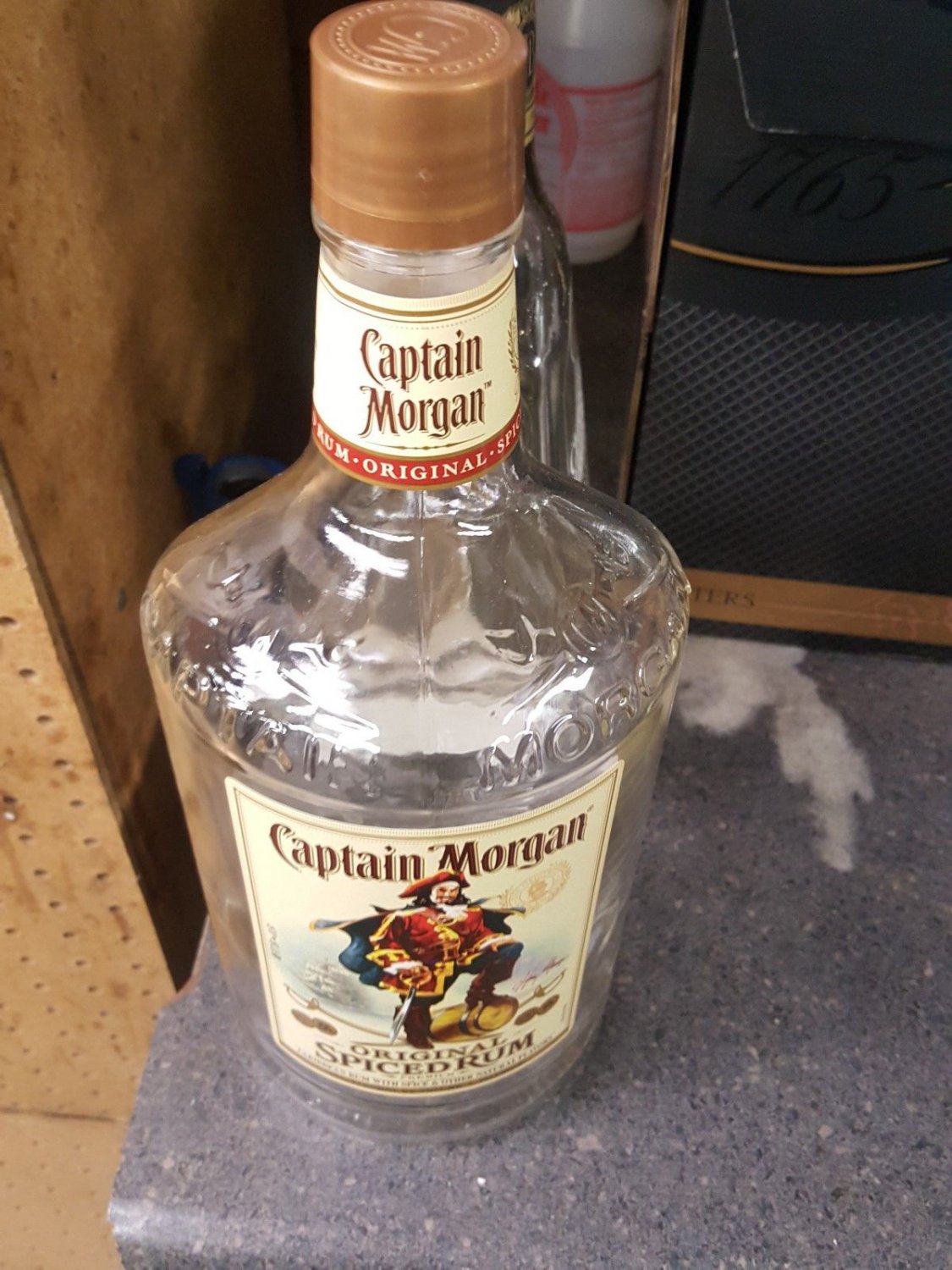 Empty Glass Captain Morgan Spiced Rum Bottle 1.75 Liter Arts Crafts Projects