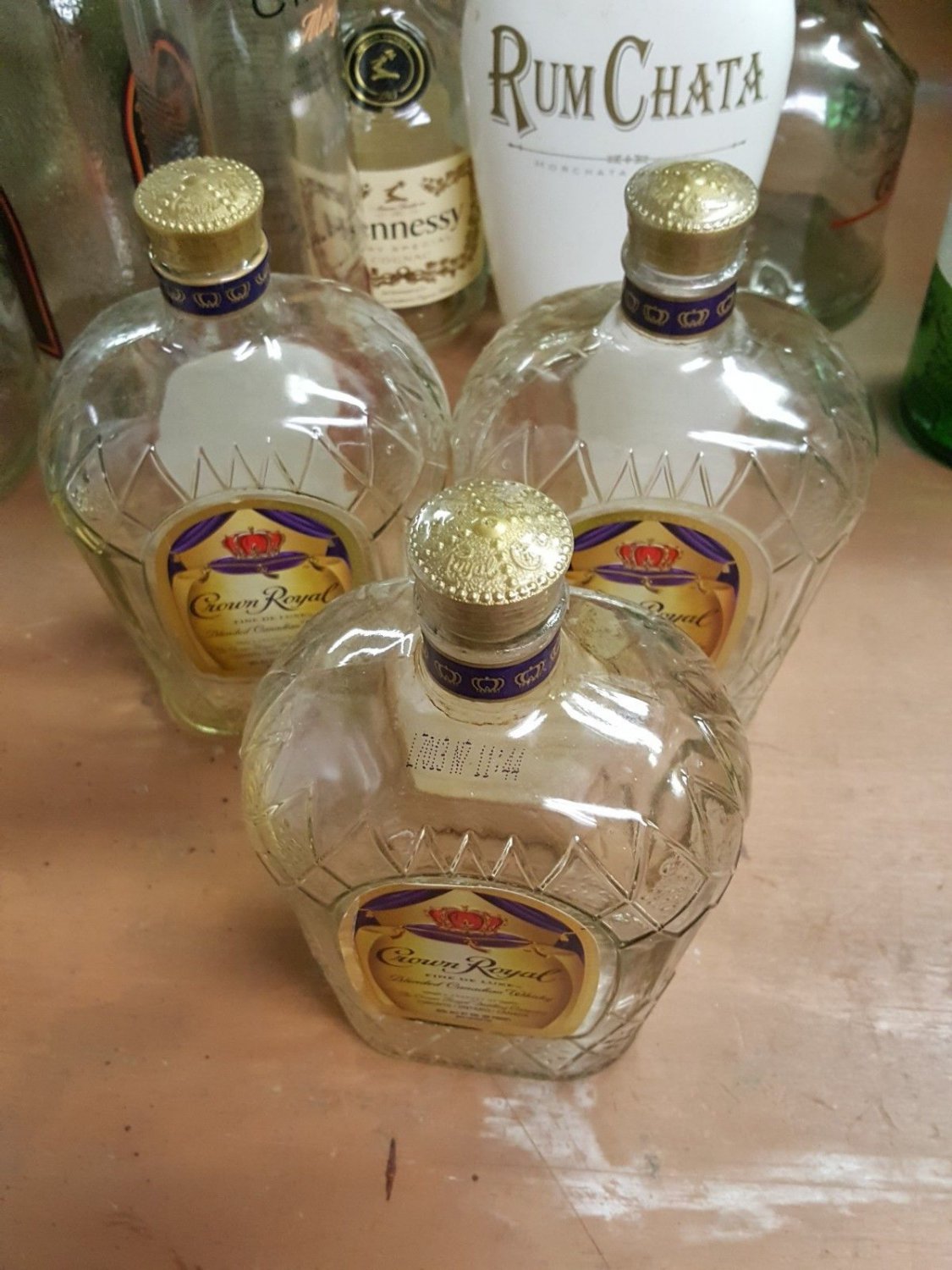 Crown Royal Empty Bottle Liter with cap lot of 3